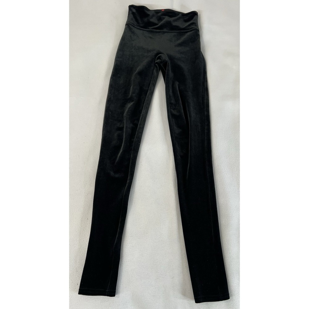 Spanx Women's Size XS Full Length High‎ Rise Velvet Velour Leggings Black
